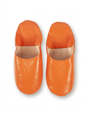 Babouche en cuir souple orange