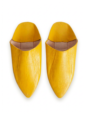Babouches pointues en cuir jaune pour hommes