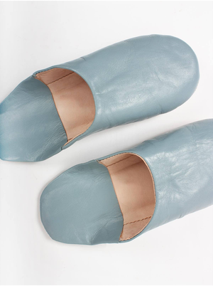 Babouches fait main en cuir gris souples