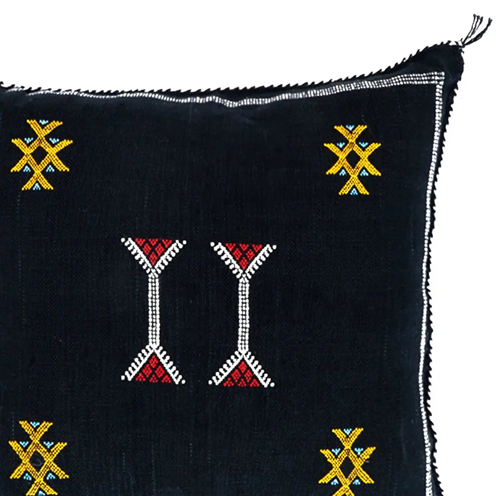 Coussin en soie de cactus "Sabra" noir