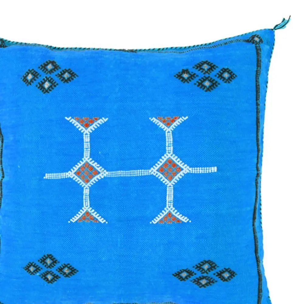 Coussin en soie de cactus "Sabra" bleu