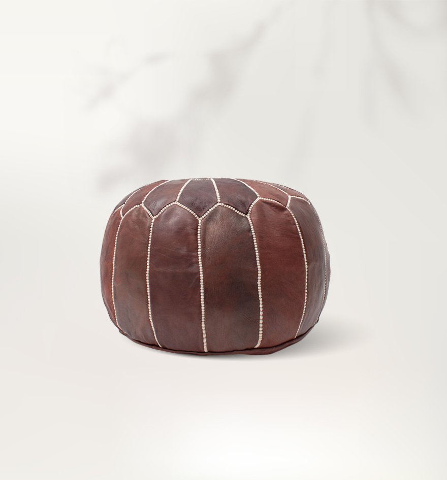 Pouf marocain en cuir fait main marron