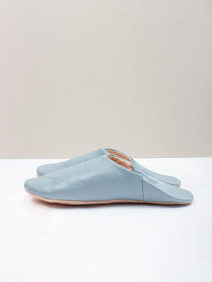 babouches souples marocaines en cuir gris