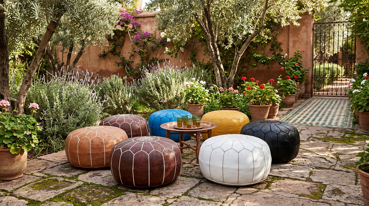 Pouf marocain en cuir fait main : artisanat et décoration
