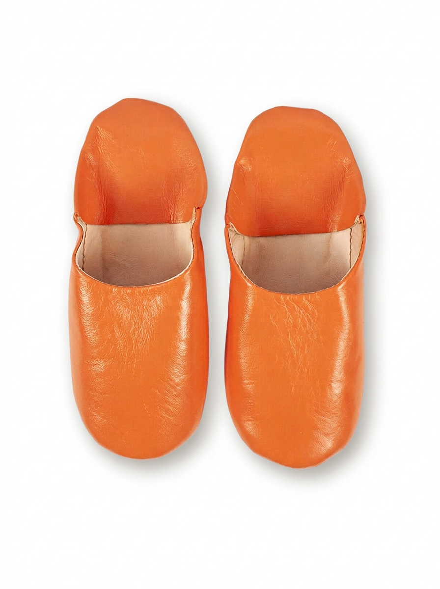 Babouche en cuir souple orange