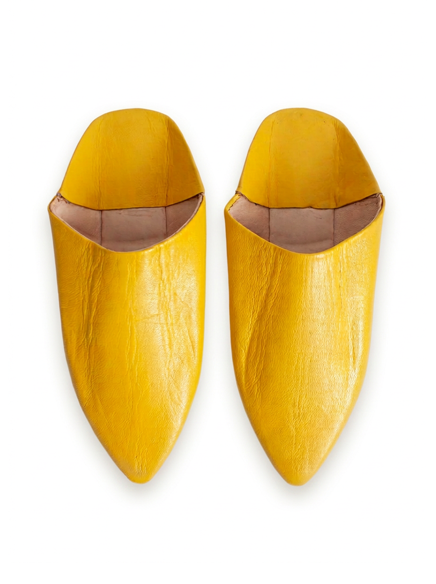 Babouches pointues en cuir jaune pour hommes