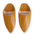 Babouches pointues en cuir moutarde pour hommes