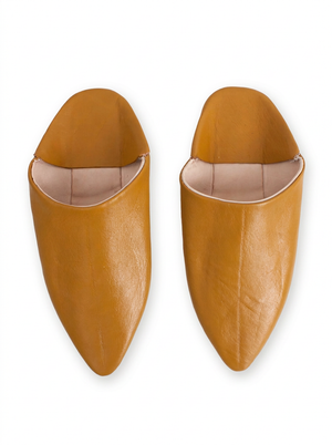 Babouches pointues en cuir moutarde pour hommes