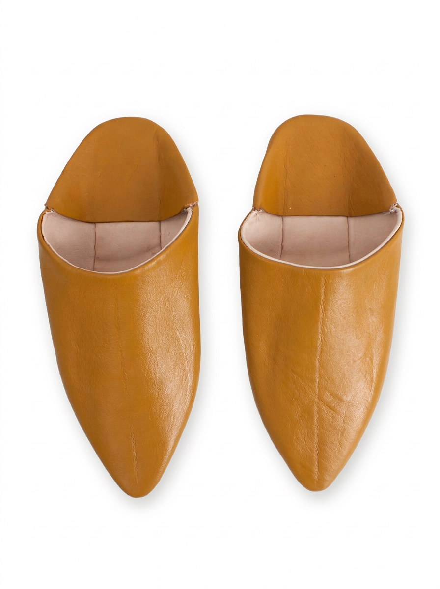 Babouches pointues en cuir moutarde pour hommes