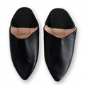 Babouches pointues en cuir noir pour hommes