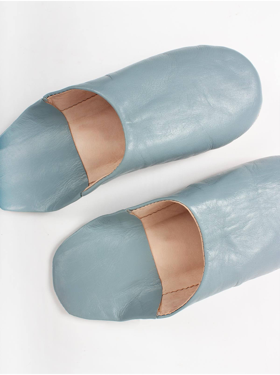 Babouches fait main en cuir gris souples