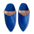 Babouches pointues en cuir bleu pour hommes