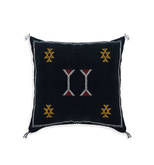 Coussin en soie de cactus "Sabra" noir