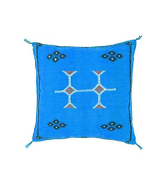 Coussin en soie de cactus bleu