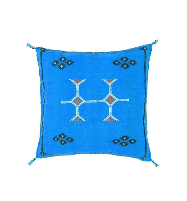 Coussin en soie de cactus "Sabra" bleu