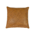 Coussin en cuir véritable tressé camel