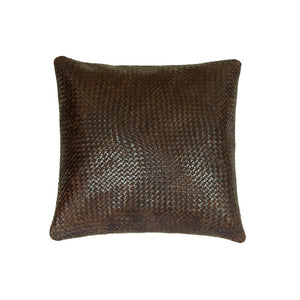 Coussin marron en cuir fait main