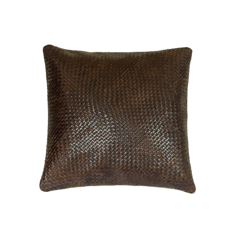 Coussin marron en cuir fait main