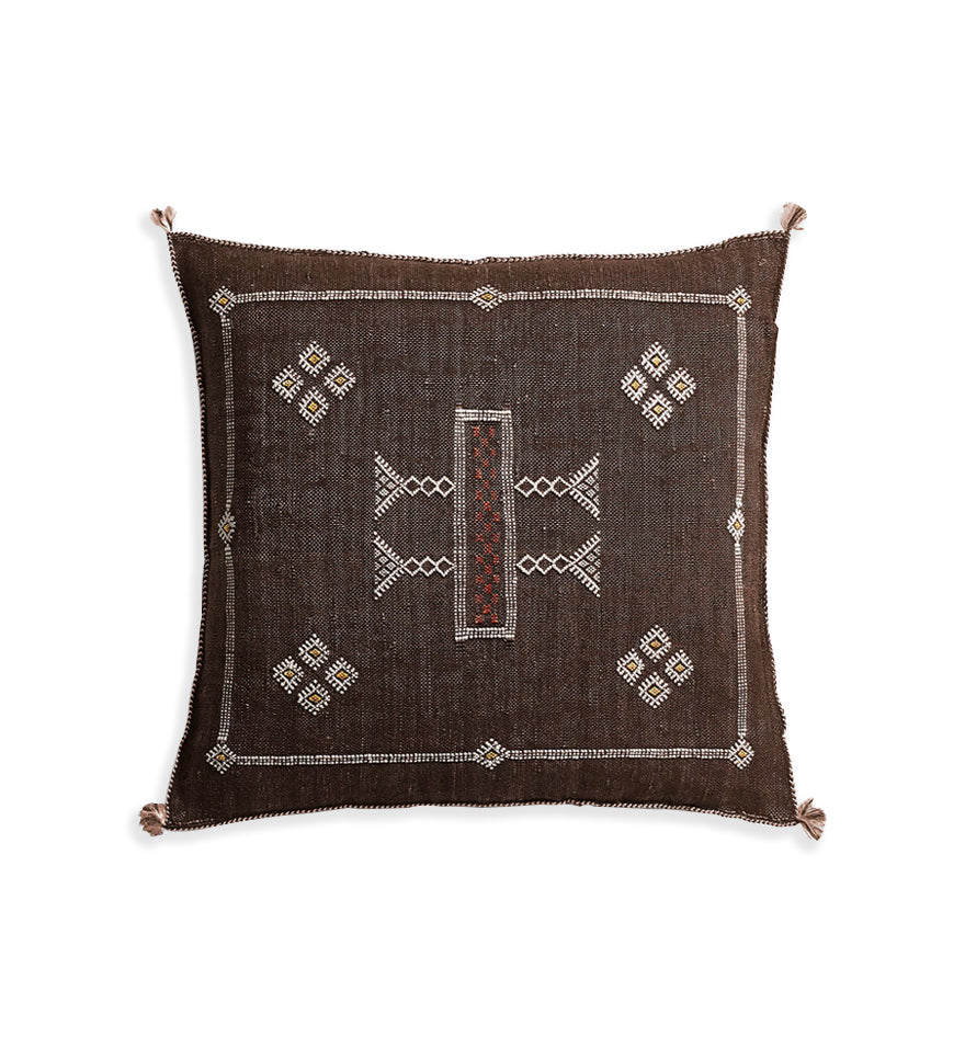 Coussin en soie de cactus "Sabra" marron