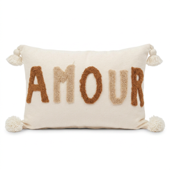 Coussin brodé AMOUR beige