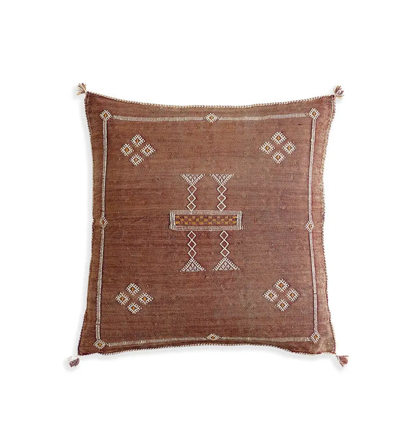 Coussin en soie de cactus "Sabra" marron clair
