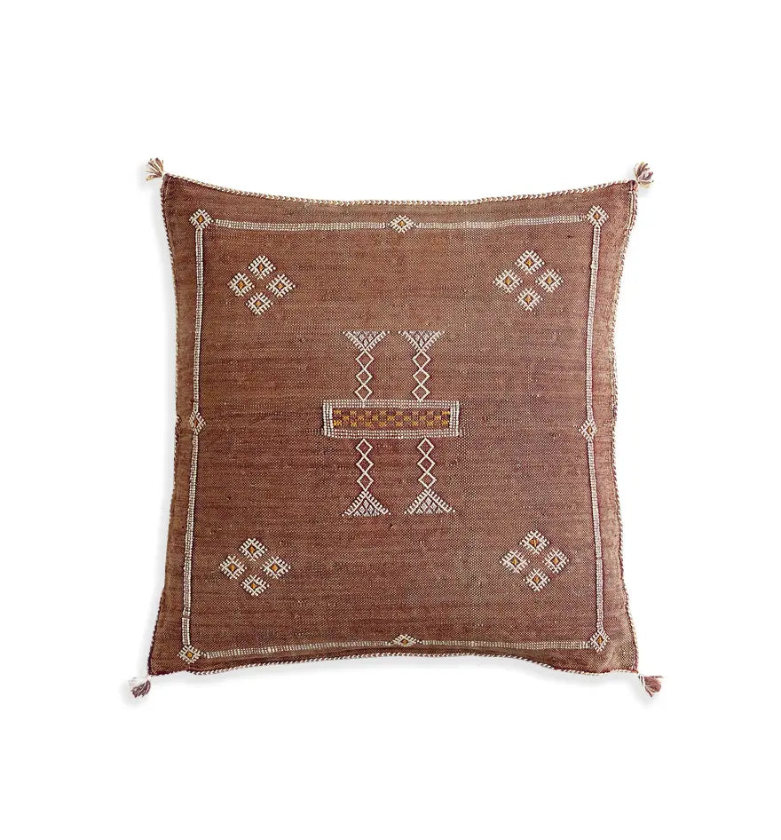 Coussin en soie de cactus "Sabra" marron clair
