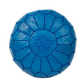 Pouf marocain en cuir fait main bleu