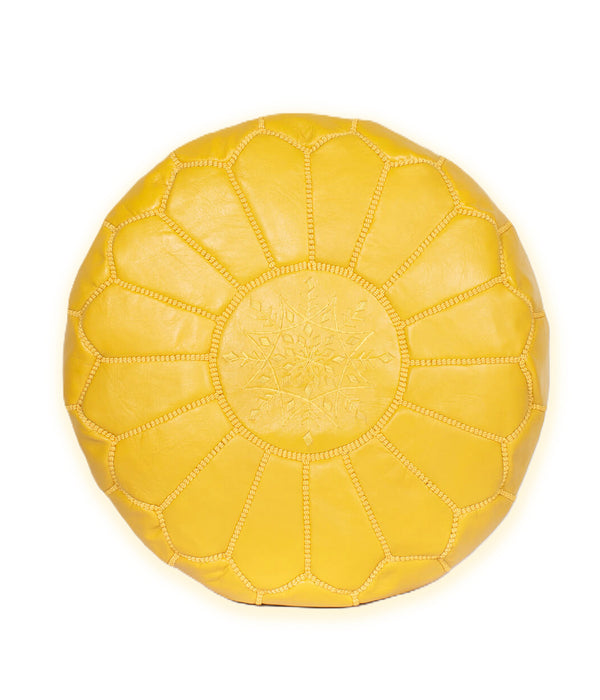 Pouf marocain en cuir fait main jaune