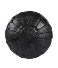 Pouf marocain en cuir fait main noir