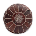 Pouf marocain en cuir fait main marron
