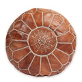 Pouf marocain en cuir fait main marron clair