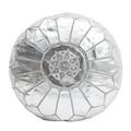 Pouf marocain en cuir argenté