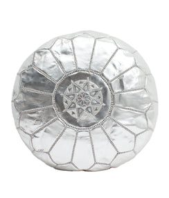 Pouf marocain argenté