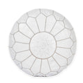 Pouf marocain en cuir fait main blanc