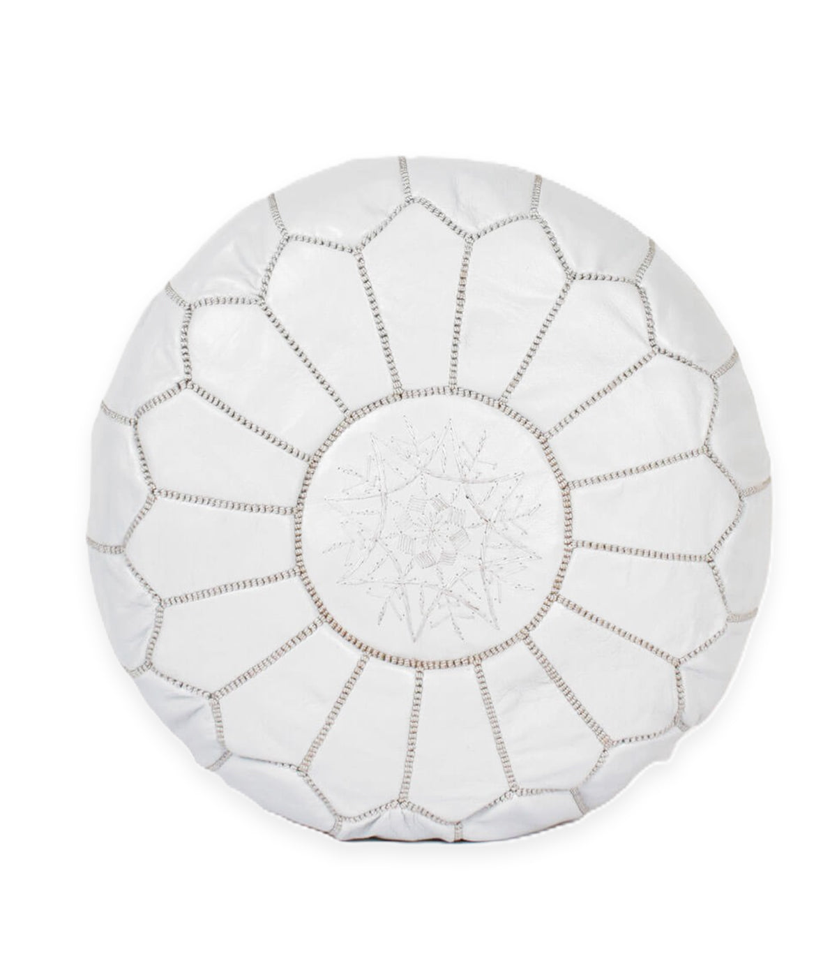 Pouf marocain en cuir fait main blanc