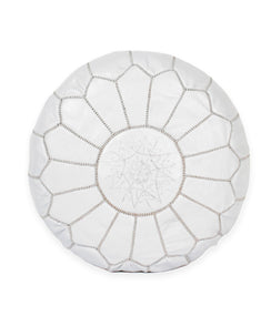 Pouf marocain en cuir fait main blanc