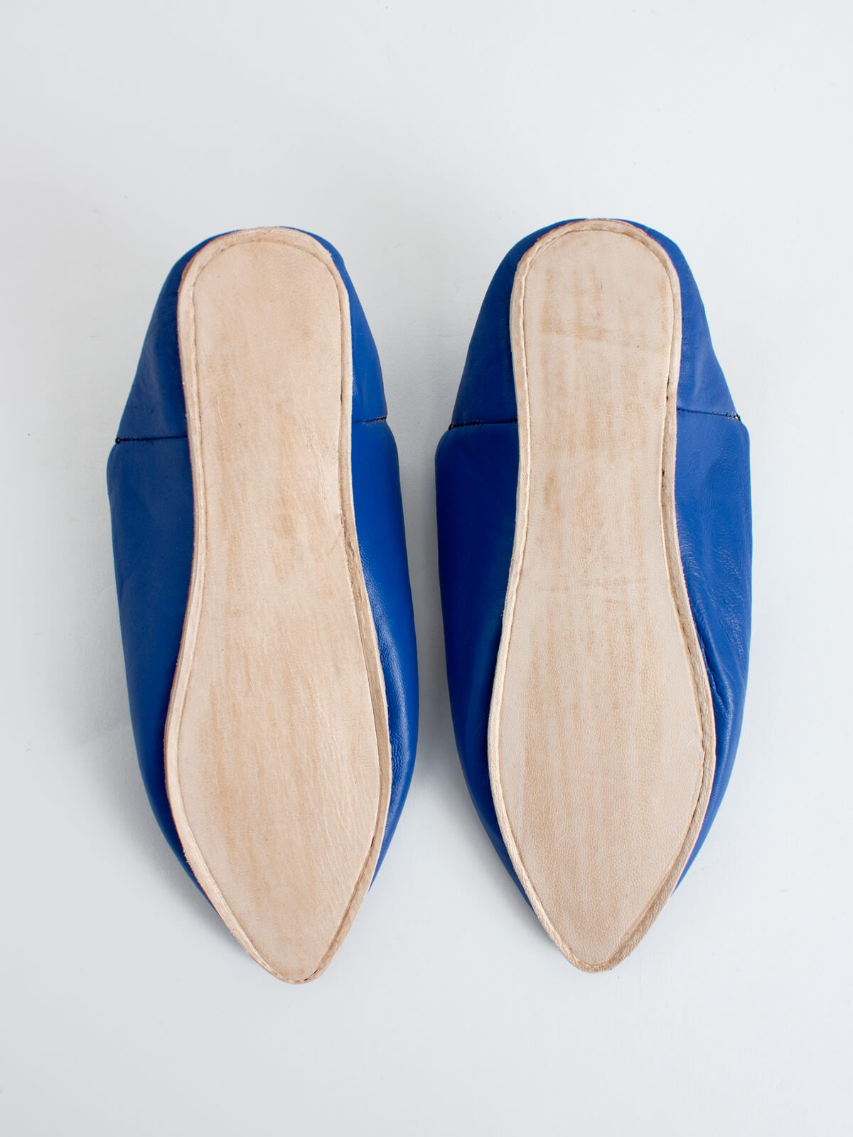 Semelle babouches pointue sen cuir bleu
