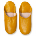 babouches souples en cuir moutard