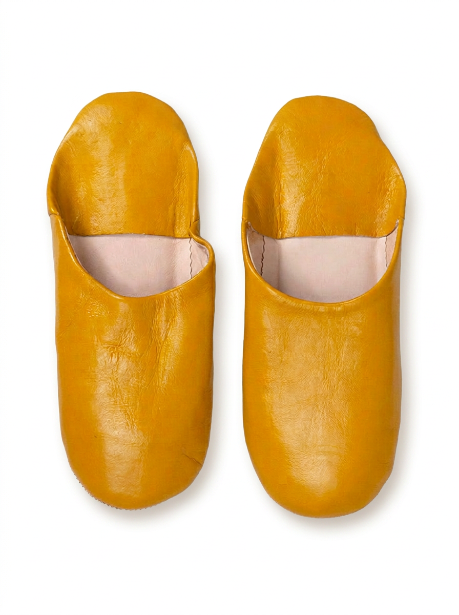 babouches souples en cuir moutard
